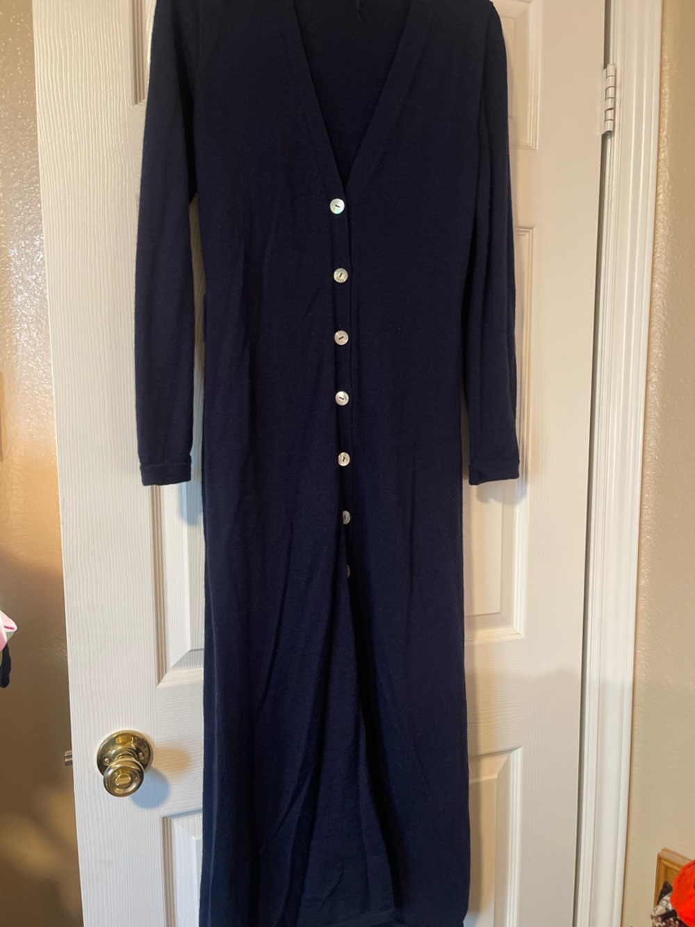 Margaret O'Leary Navy Long Button-Front Maxi Dress